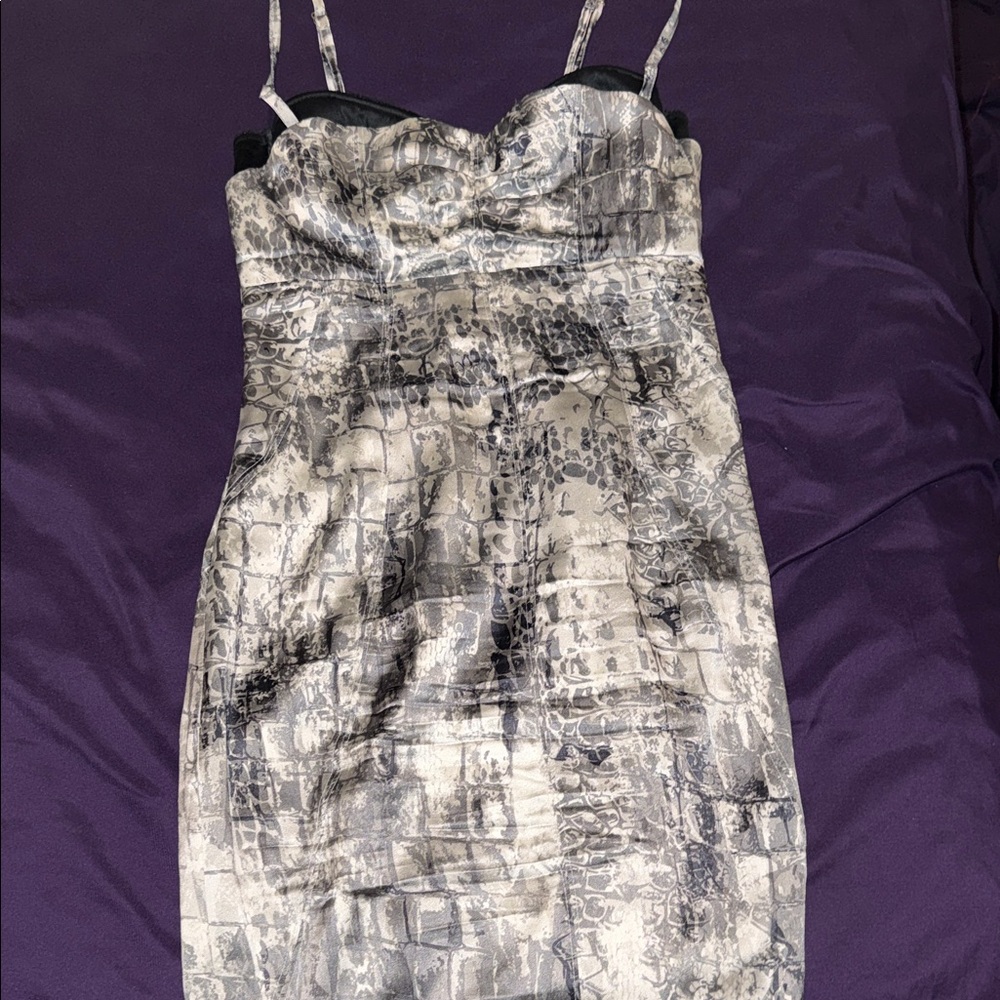 Marciano Black and Gray Patterned Midi Dress